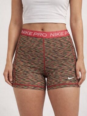 Nike Women's Space-Dye Bike Shorts in Red and Green